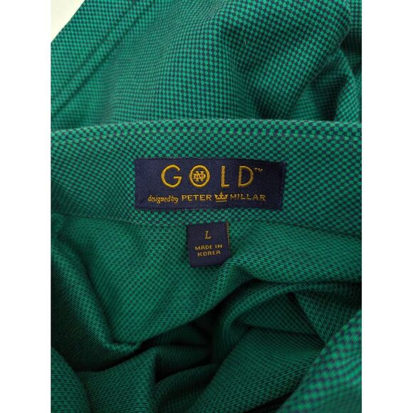 GOLD x PETER MILLAR x NOTRE DAME Men's Large Cotton Polo Shirt Green Golf IRISH - Picture 6 of 6